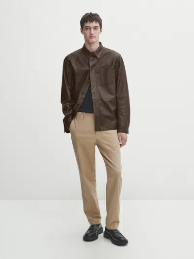 Massimo Dutti Chinohose Aus Micro-twill Im Tapered-fit In Rostbraun