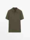 Massimo Dutti Poloshirt Aus Baumwollpikee Mit Mikrostruktur In Khaki