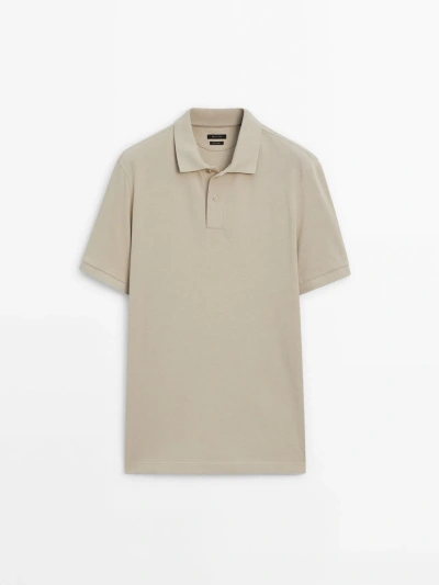 Massimo Dutti Poloshirt Aus Baumwollpikee Mit Mikrostruktur In Sand