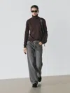 Massimo Dutti Wool Blend High Neck Sweater In Gray
