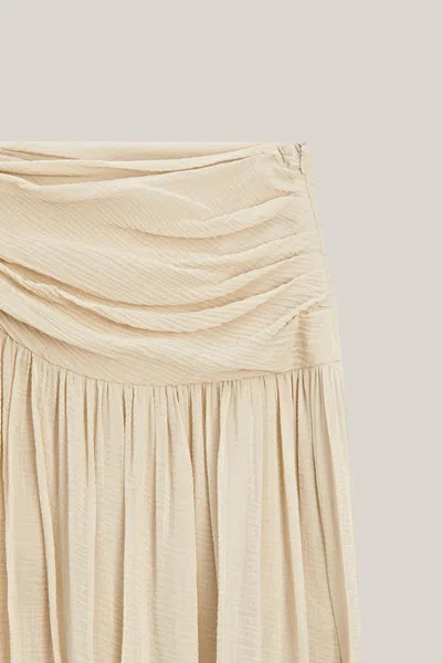 Massimo Dutti Midi Skirt With Corset Belt Detail In Neutral