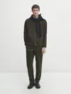 Massimo Dutti Milano Knit Buttoned Cardigan In Graugrün