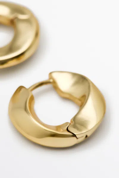 Massimo Dutti Mini Hoop Earrings In Brown