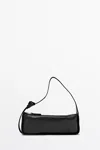 Massimo Dutti Mini Leather Shoulder Bag In Black