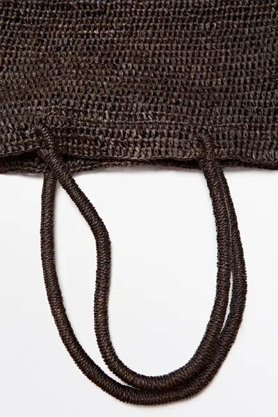 Massimo Dutti Mini Raffia Bucket Bag In Brown