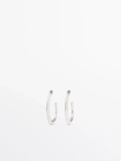 Massimo Dutti Mismatched Hoop Earrings In Silver