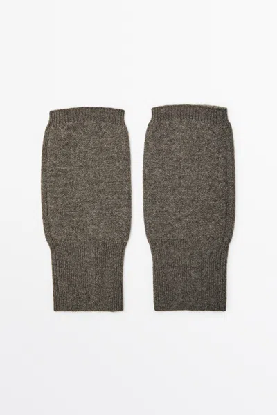 Massimo Dutti Mitenes De Malha 100% Caxemira In Gray