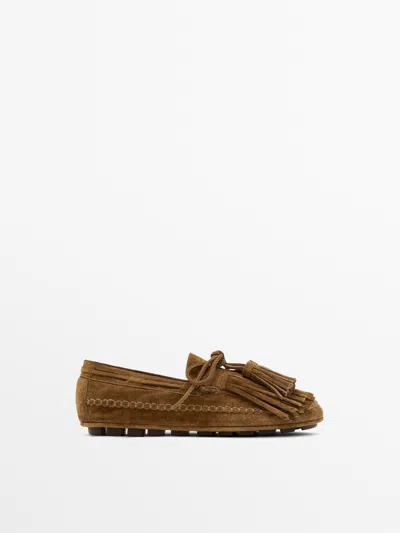 Massimo Dutti Mocasín Flecos Borlas Serraje In Brown