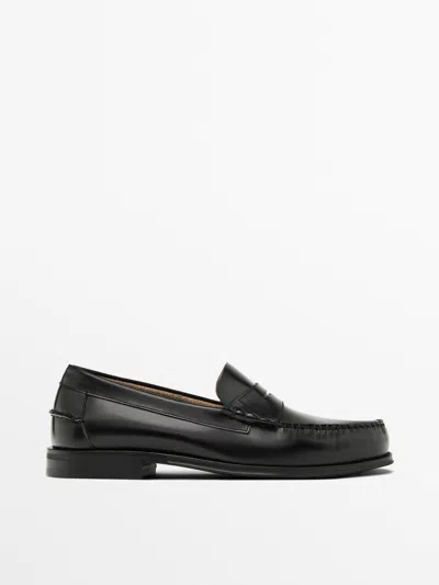 Massimo Dutti Mocasín Piel Antifaz In Black