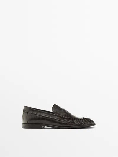 Massimo Dutti Mocasín Piel Grabada In Brown