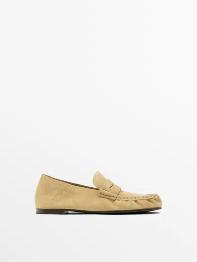 Massimo Dutti Mocasín Piel Serraje Soft In Gray