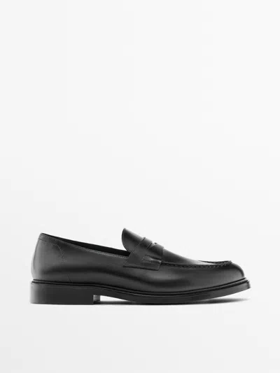 Massimo Dutti Mocasín Vestir Napa In Black