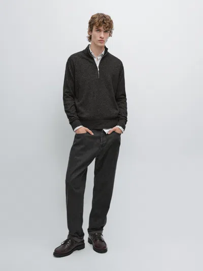 Massimo Dutti Mock Neck Knit Sweater In Multi