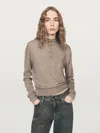 Massimo Dutti Mock Turtleneck Button In Brown