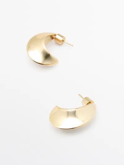 Massimo Dutti Moon Hoop Earrings In Gold