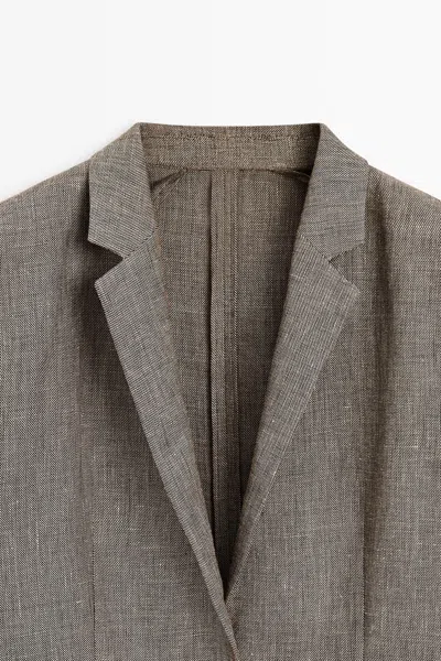 Massimo Dutti Mottled Detail Blazer In Brown