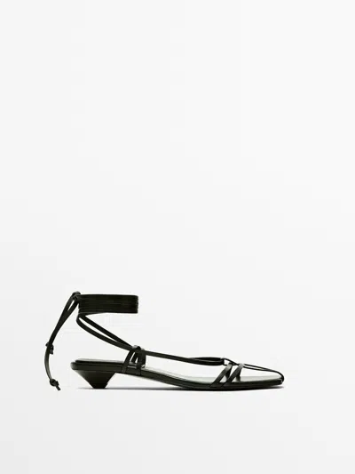Massimo Dutti Multi-strap Heeled Sandals In Brown
