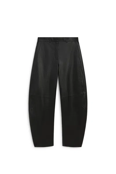 Massimo Dutti Pantalón Barrel Fit Piel Napa In Black