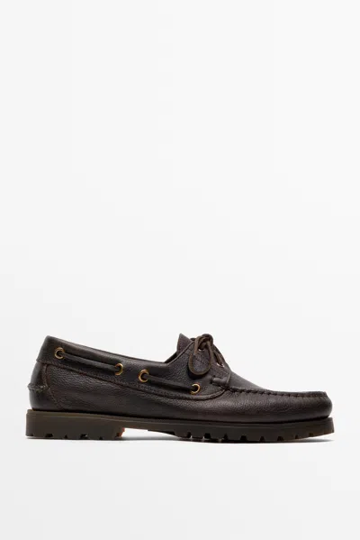 Massimo Dutti Nappa Leather Boat Shoe In Multi
