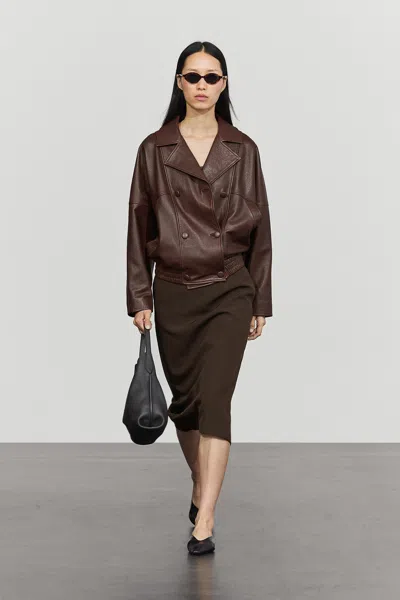 Massimo Dutti Casaco Bomber De Pele Napa In Brown
