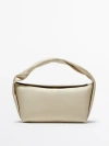 Massimo Dutti Nappa Leather Croissant Bag In White