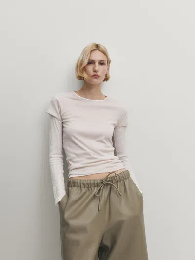 Massimo Dutti Culottehose Aus Nappaleder In Grün