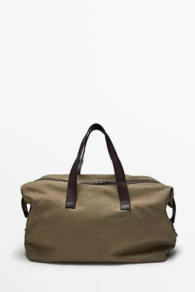 Massimo Dutti Saco De Viagem Com Pormenor Em Pele Napa In Castanho Toupeira