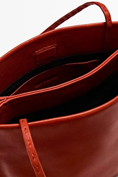 Massimo Dutti Nappa Leather Double Compartment Bag In Red