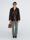 Massimo Dutti Nappa Leather Jacket In Brown