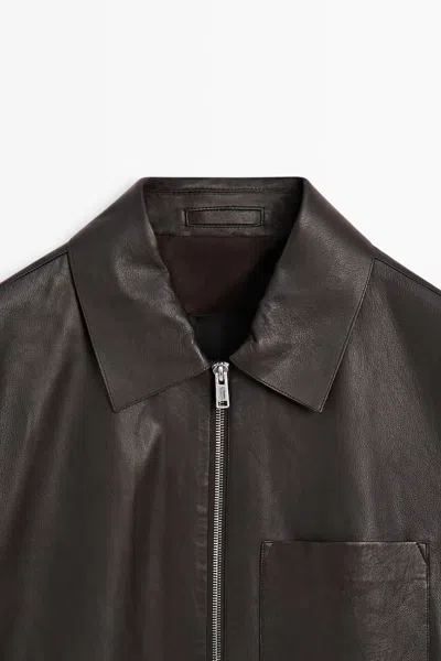 Massimo Dutti Nappa Leather Jacket With Pocket In Multi