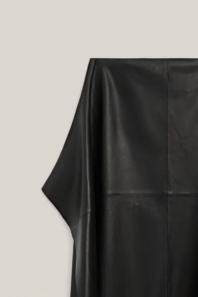 Massimo Dutti Nappa Leather Midi Skirt In Black