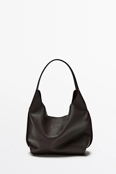 Massimo Dutti Mala Mini De Ombro Em Pele Napa In Castanho