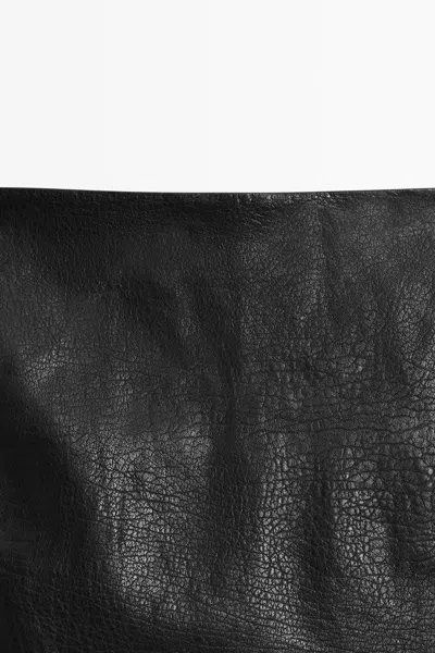 Massimo Dutti Nappa Leather Mini Skirt In Black