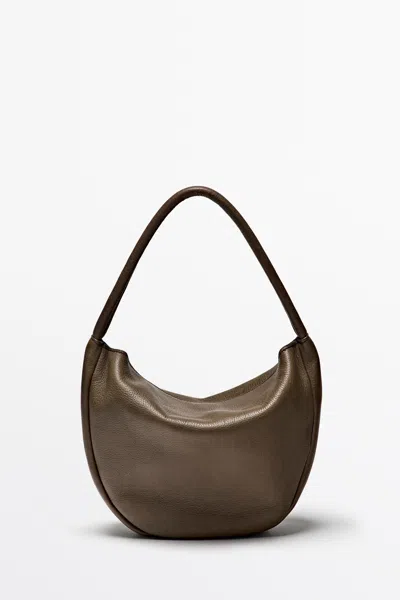 Massimo Dutti Mala Mini Slouch Em Pele Napa In Caqui