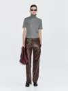 Massimo Dutti Nappa Leather Trousers In Animal Print