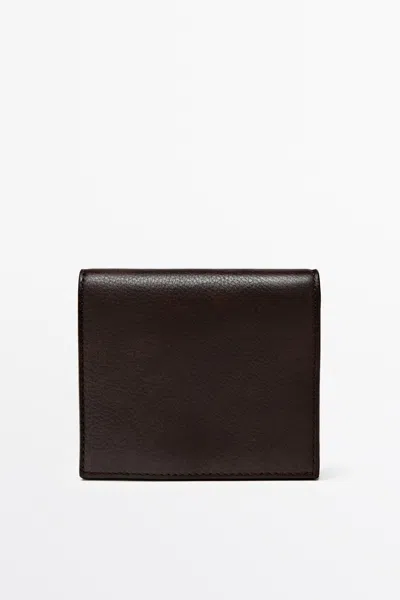 Massimo Dutti Nappa Leather Wallet In Brown