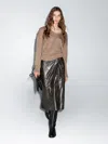 Massimo Dutti Nappa Leather Wraparound Midi Skirt In Black