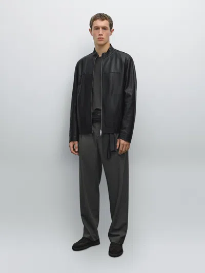 Massimo Dutti Nappa Sheepskin Jacket In Black