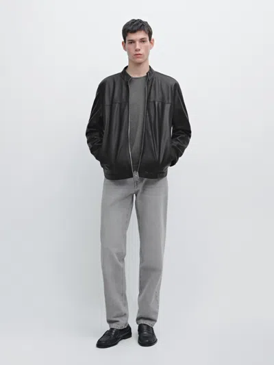 Massimo Dutti Nappa Sheepskin Jacket In Green