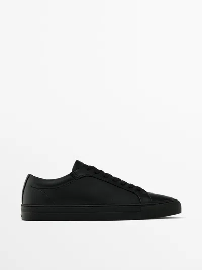 Massimo Dutti Nappa Trainers In Black