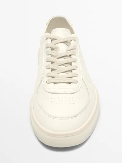 Massimo Dutti Nappa Trainers In White