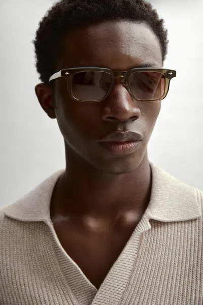 Massimo Dutti Lunettes De Soleil Rectangulaires Étroites In Brown