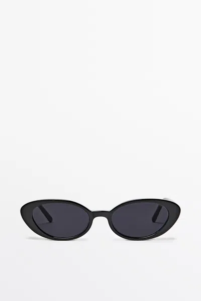 Massimo Dutti Narrow Sunglasses In Black