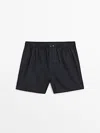Massimo Dutti Navy Blue Check Boxers In Navy Blue