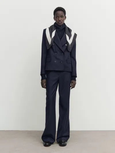Massimo Dutti Gerade Geschnittene Anzughose In Marineblau
