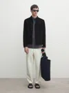 Massimo Dutti Marineblaue Wildlederjacke In Dunkelblau