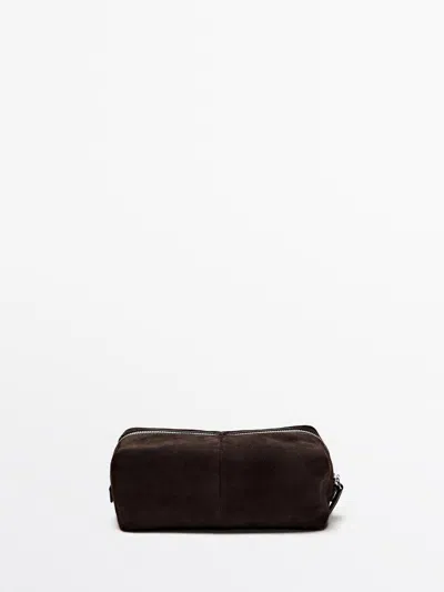 Massimo Dutti Neceser Cremallera Piel Ante In Brown