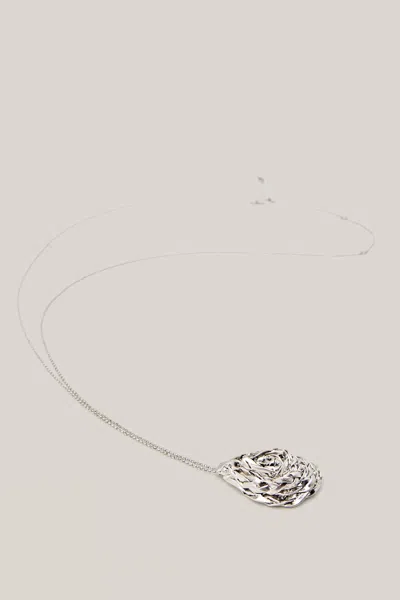 Massimo Dutti Necklace With Pear Basket Texture Piece In Metallic