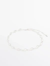 Massimo Dutti Necklace With Teardrop Pieces In Silver