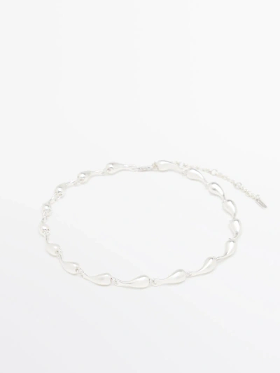 Massimo Dutti Necklace With Teardrop Pieces In Silver